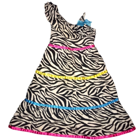 YOUNGLAND ZEBRA GIRLS DRESS SIZE 4T - Picture 1 of 9